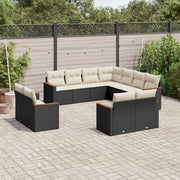 Set Divani da Giardino 11 pz con Cuscini in Polyrattan Nero 3226497