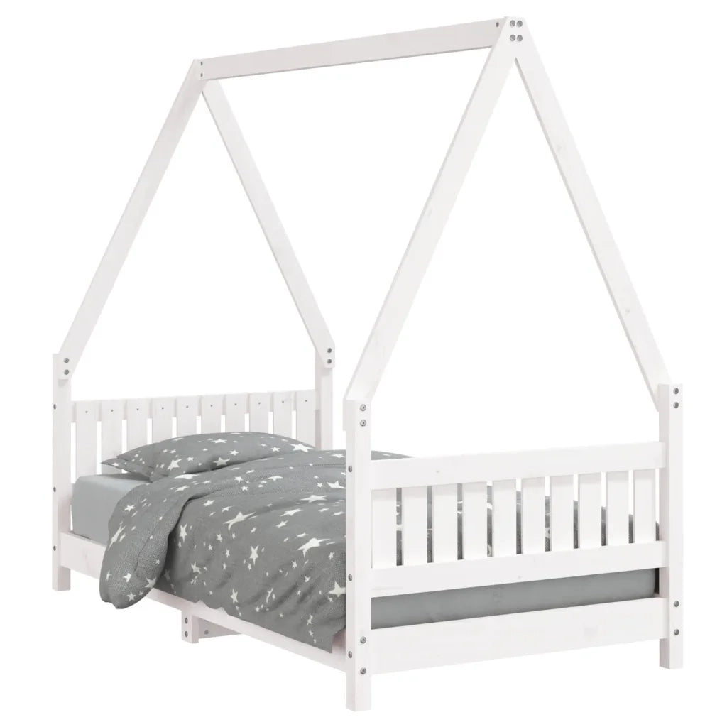Giroletto per Bambini | Letto Infantile | Lettino Bianco 80x160cm in Legno Massello di Pino