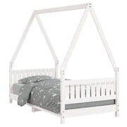 Giroletto per Bambini | Letto Infantile | Lettino Bianco 80x160cm in Legno Massello di Pino
