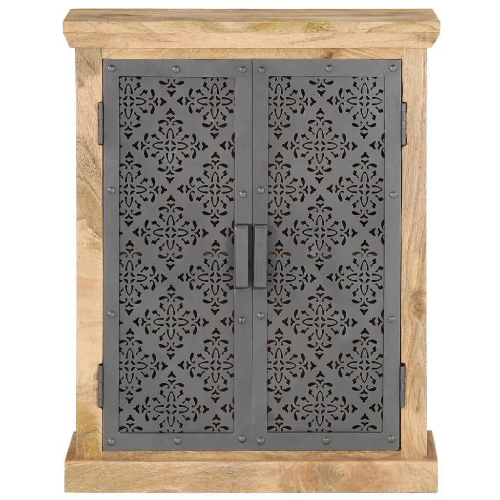 Credenza con Ante in Acciaio 60x35x75 cm in Massello di Mango 289094
