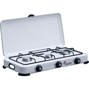 FORNELLO A GAS 3 FUOCHI CON COPERCHIO CAMPING MULTIFIRE 3