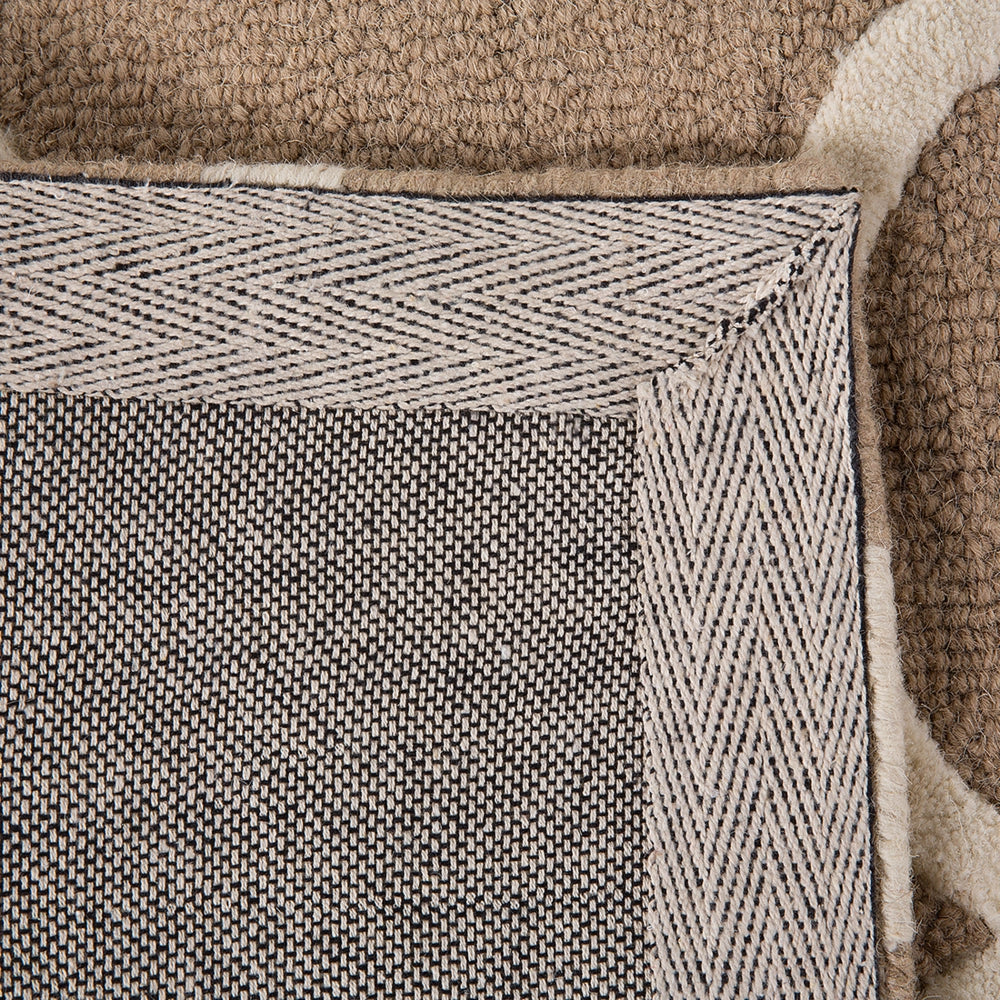 Tappeto Beige Lana 80 x 150 cm Traliccio Motivo Quadrifoglio Trapuntato a Mano Orientale Marocchino Trifoglio