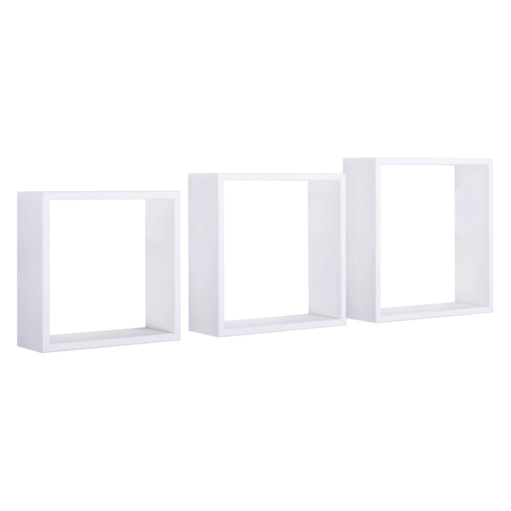 Set di 3 Mensole da Muro Modello INCUBO SLIM, Cubi Arredo, Mensole Cubo, Cubi da Parete. Misure 30x30x10cm 27x27x10cm e 24x24x10cm. Finitura BIANCO - MADE IN ITALY