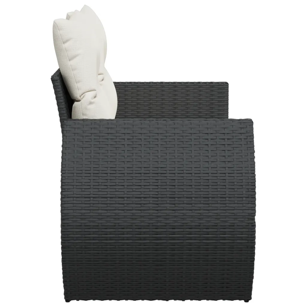 Divano da Giardino con Cuscini a 2 Posti Nero in Polyrattan 366018