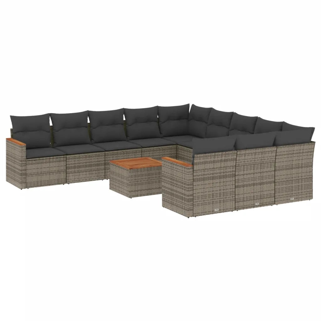 Set Divani da Giardino 12 pz con Cuscini Grigio in Polyrattan 3258840