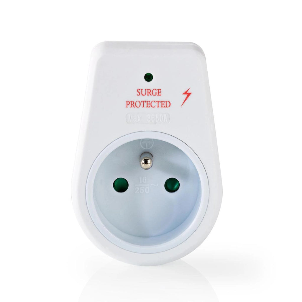 Multipresa 1 via 3680W 16A con limitatore di sovratensione Tipo E Francia Spinotto di terra Bianco Nedis