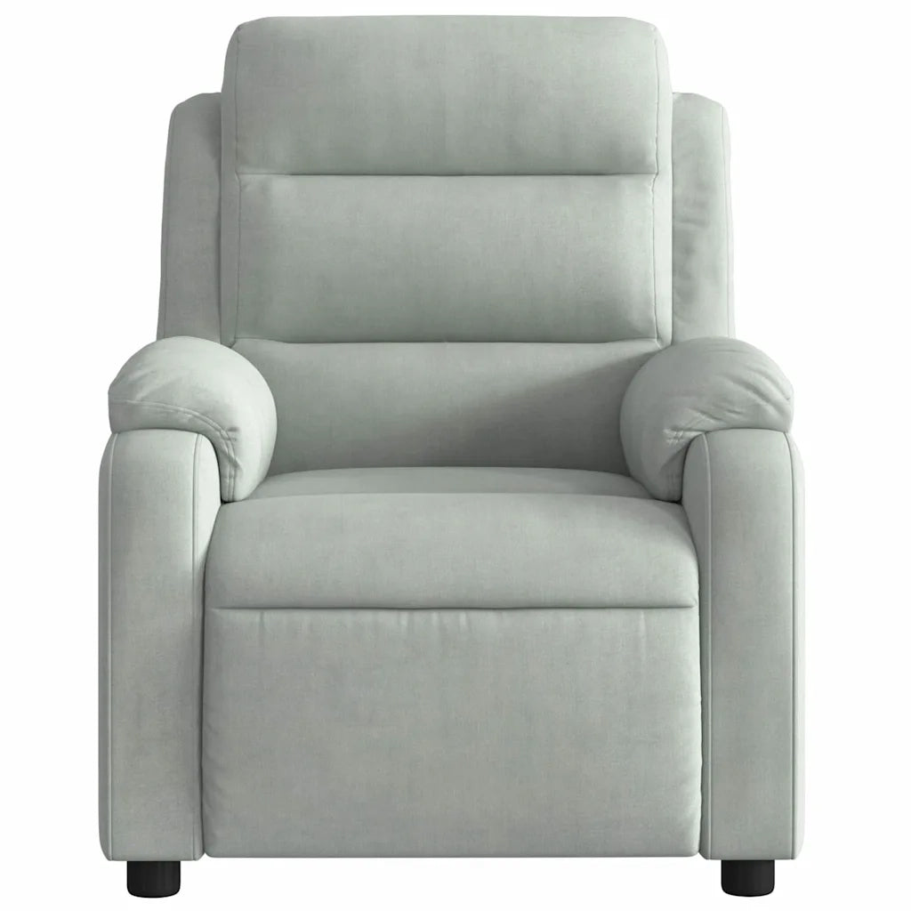 Poltrona Massaggiante Reclinabile Grigio Chiaro in Velluto 373511