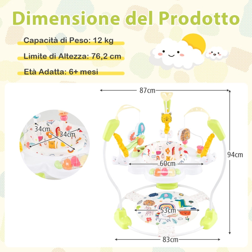 Centro attivit¨¤ per neonati con giocattoli interattivi vassoio musicale, Trottola per bambini regolabile in altezza Giallo