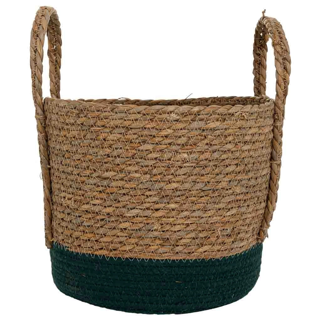 Cesto in fibra naturale e cotone nero D29x24/34
