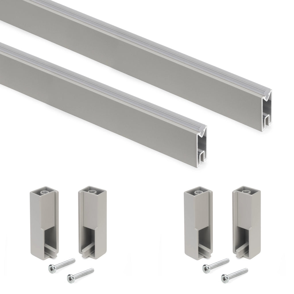 Emuca Kit tubo per armadio Luxe, 0,75 m, Color grigio pietra, Alluminio e Tecnoplastica, 1 kit