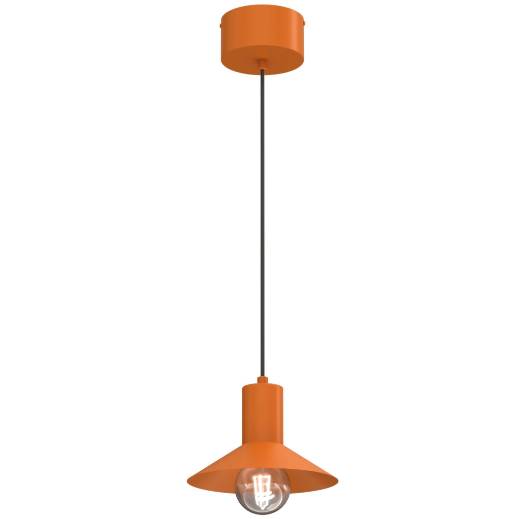 Lampada sospesa cono arancio acciaio 1xE27 Nox Luminex