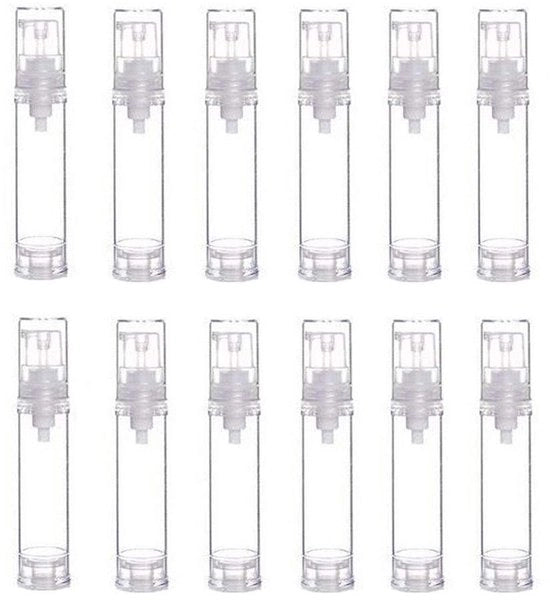 Pompa senza aria 12 pezzi - 10ml/15ml - Sostenibile - Ricaricabile - Transparente - Adatto per cosmetici