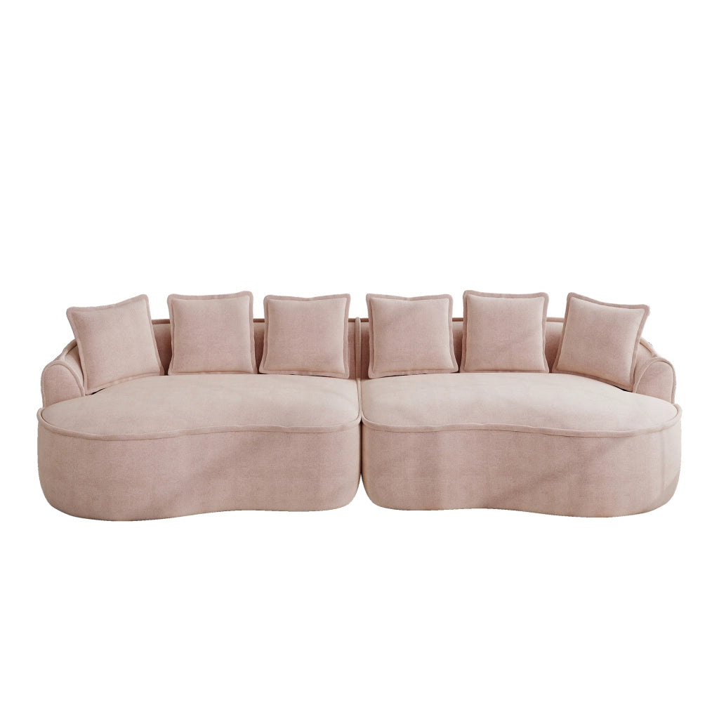 Divano 4 Posti in Tessuto Chenille con Cuscini ¨C Xylo ¨C Rosa, Morbido, Maxi