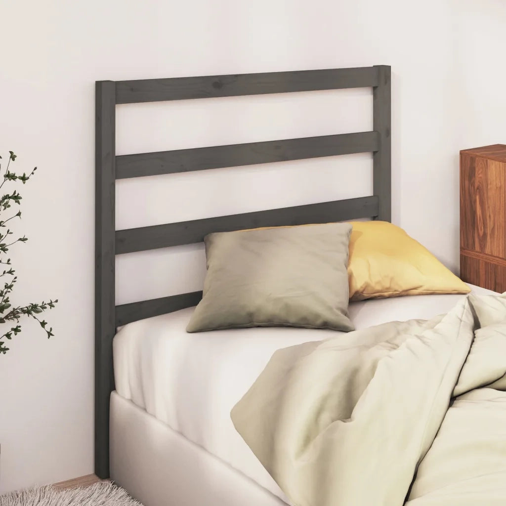 Testiera per Letto Grigia 95x4x100 cm in Legno Massello di Pino 822234
