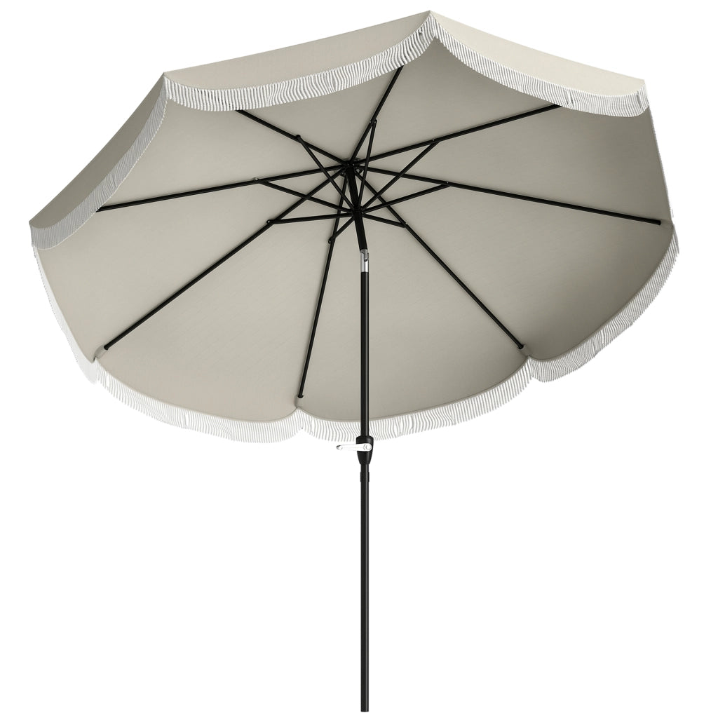 Ombrellone da Giardino Rotondo con Manovella ¨C zephmum ¨C Grigio Chiaro 2.7x2.4 m