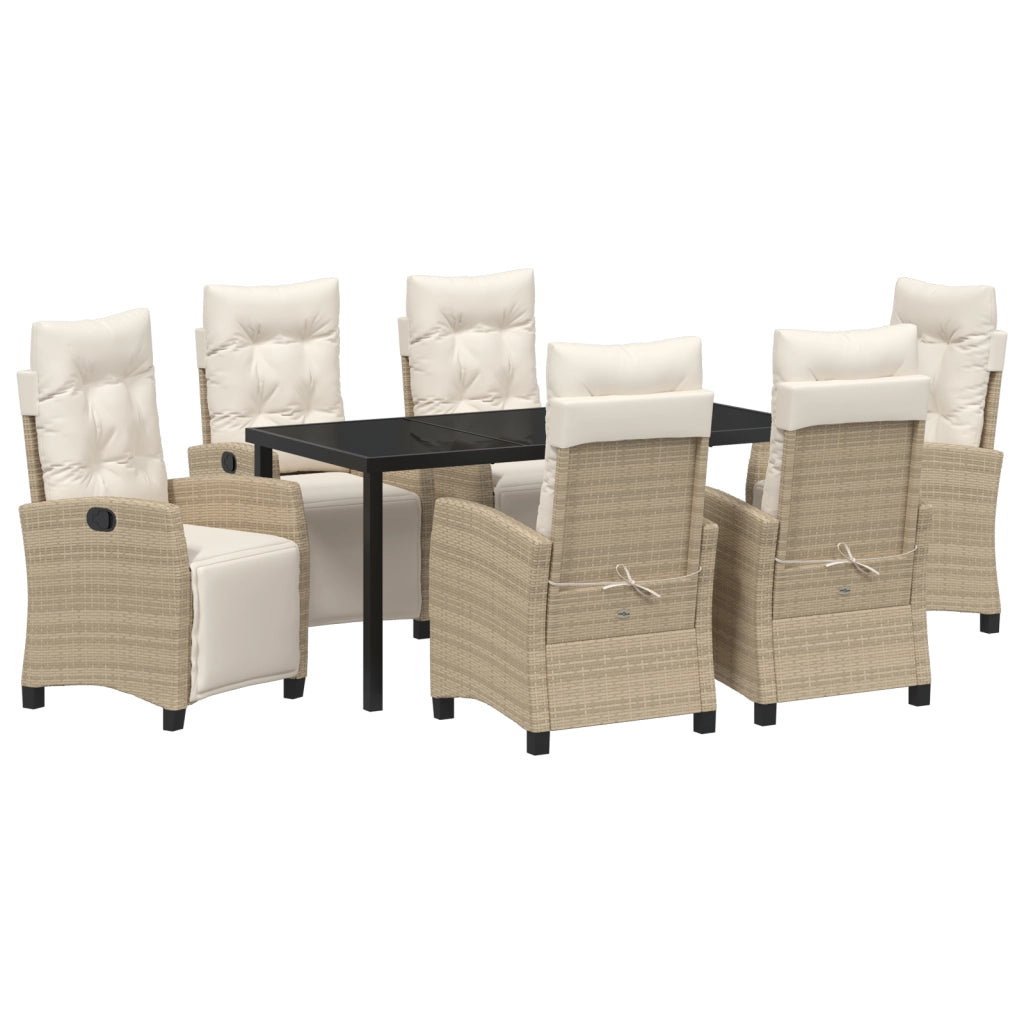 Set da pranzo da giardino 7 pezzi Beige Rattan Polimerico