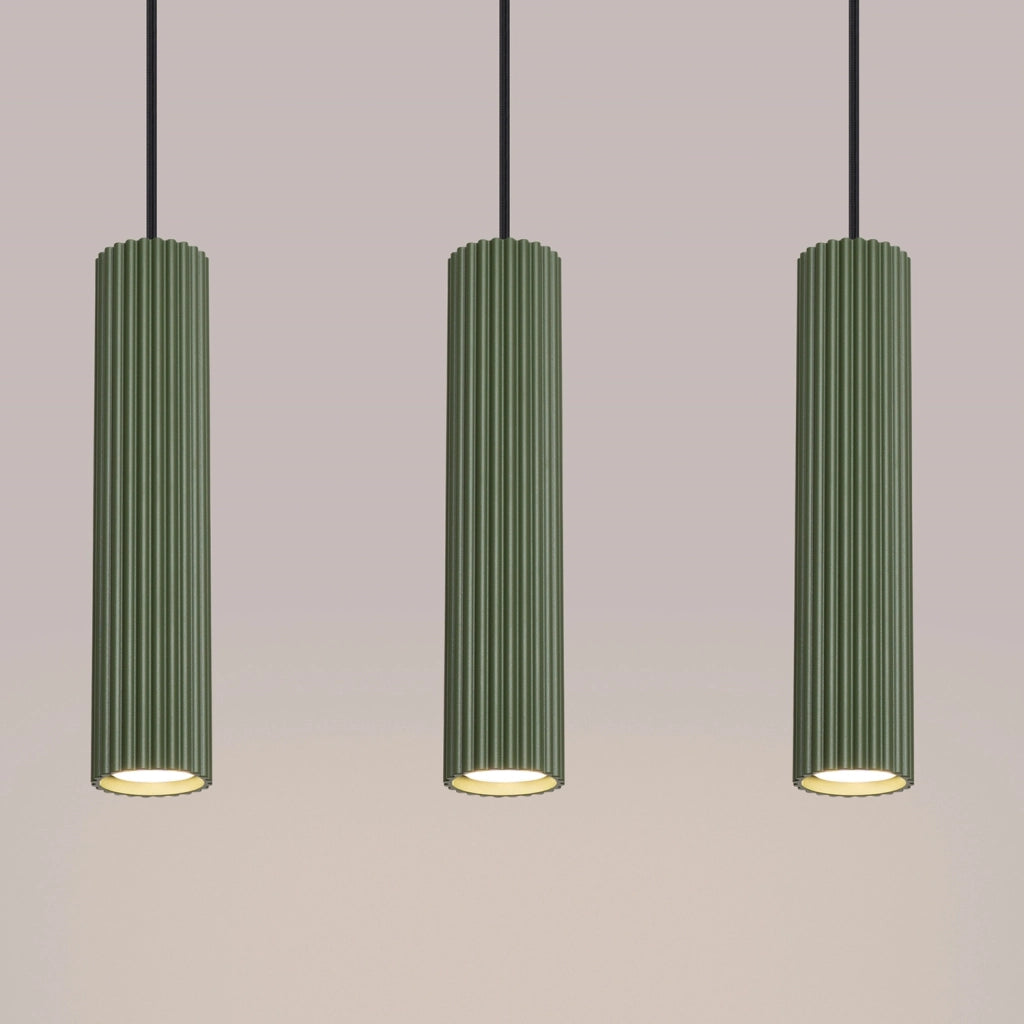 Lampada a sospensione GRAVIO verde oliva barra 3 tubi 3xGU10