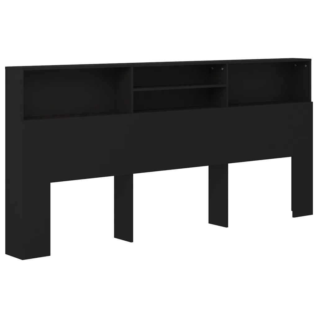 Testiera con Contenitore-Testiera con Ripiani Nero 220x19x103,5 cm
