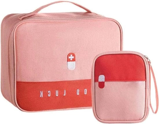 Set di pronto soccorso portatile per ufficio casa sport viaggio campeggio rosa - 2 pezzi