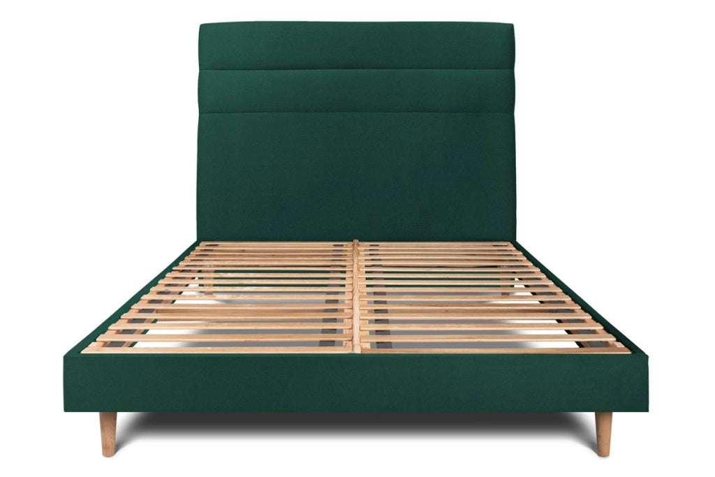 Letto 140x190 cm con testiera in linea - Tessuto velluto