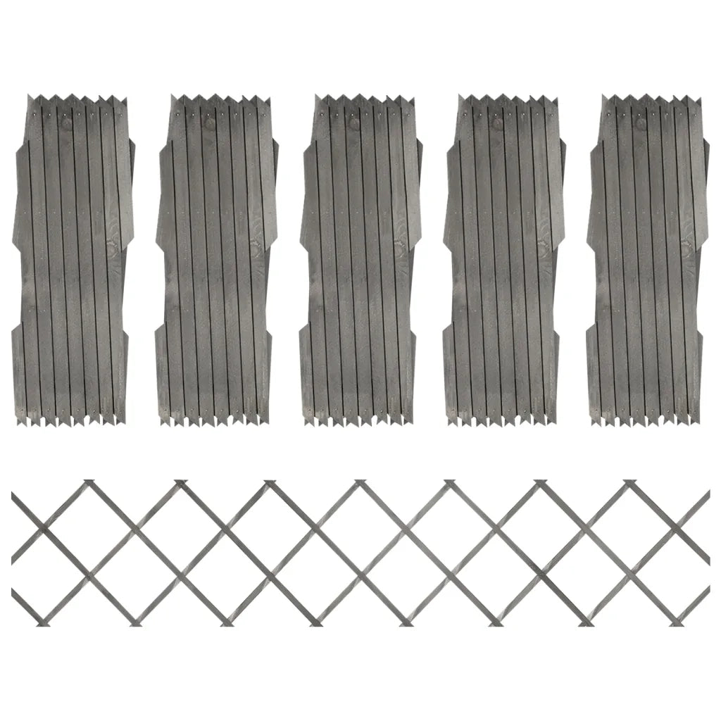 Recinzione a Traliccio 5 pz in Massello Abete Grigio 180x30 cm
