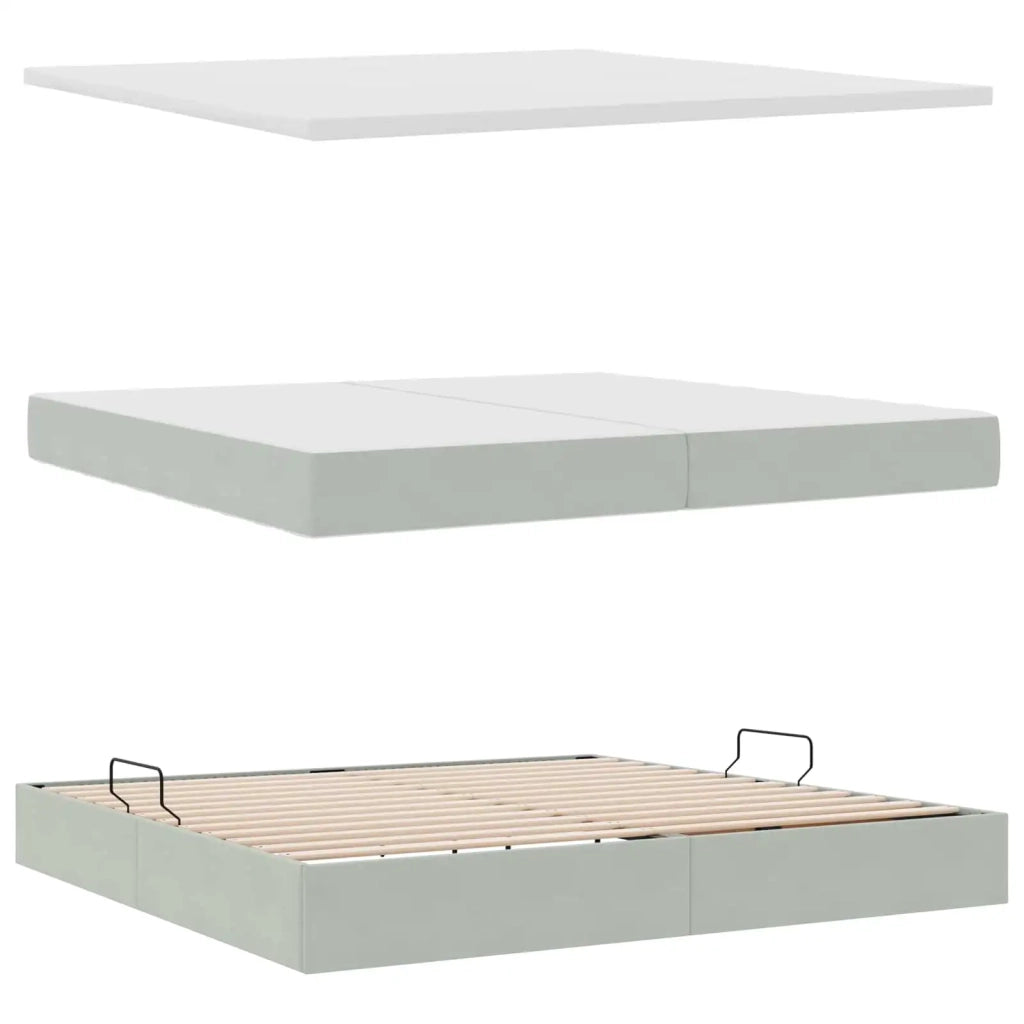 Letto con contenitore e materasso Grigio chiaro 200 x 200 cm