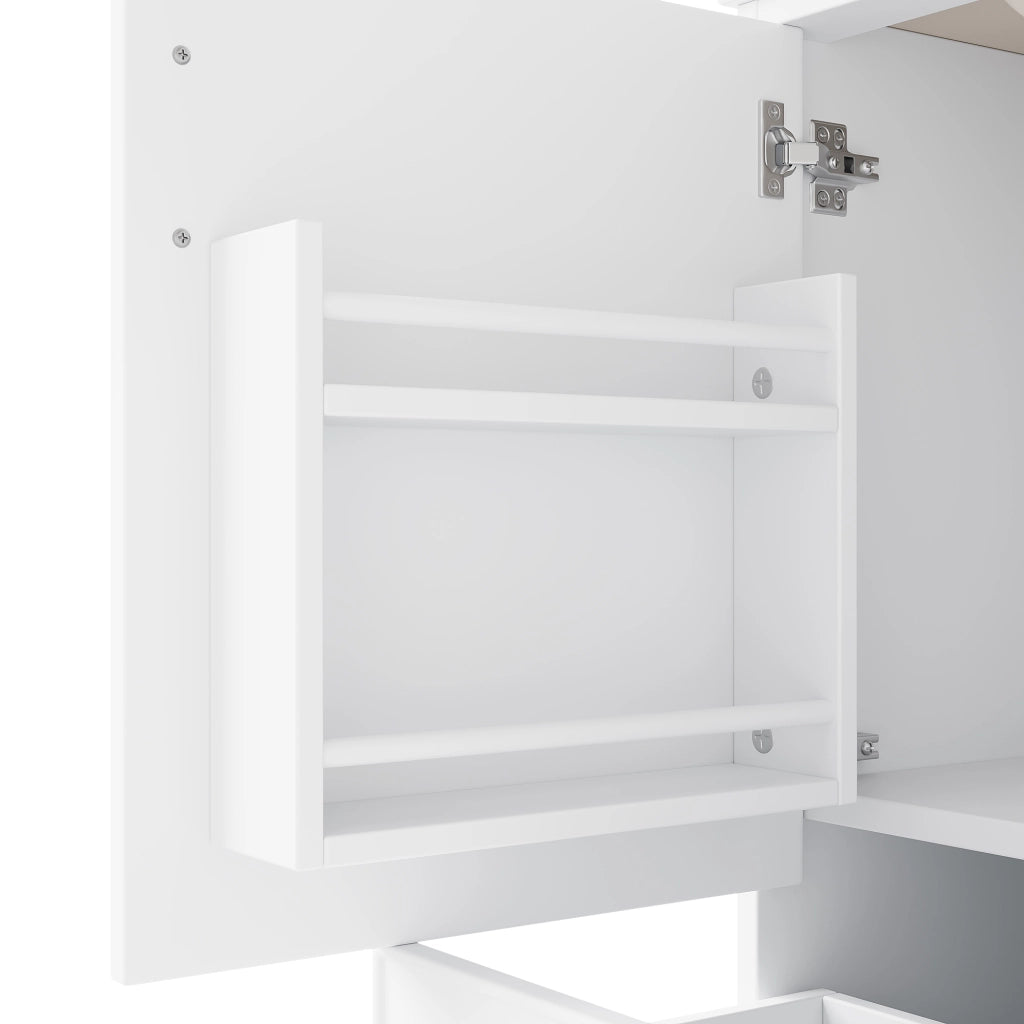 Mobile bagno con lavabo integrato in ceramica 76,5x47x82 cm bianco, 2 cassetti e anta con ripiani interni