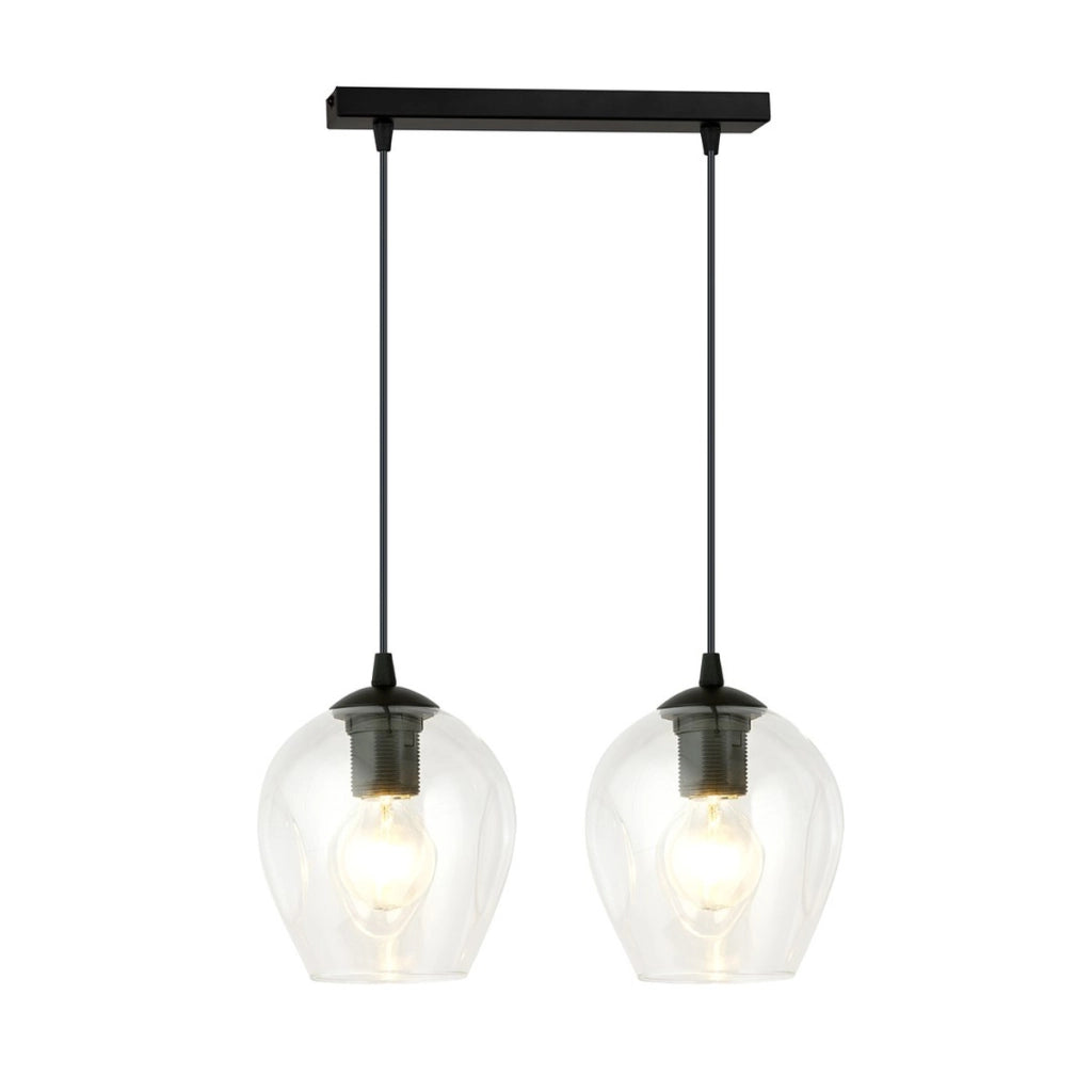 Lampada a sospensione ISTAR in acciaio nero e vetro