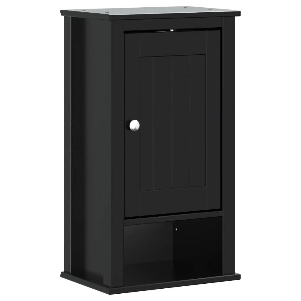 Set Mobili da Bagno 4 pz BERG Nero in Legno Massello di Pino 3206503
