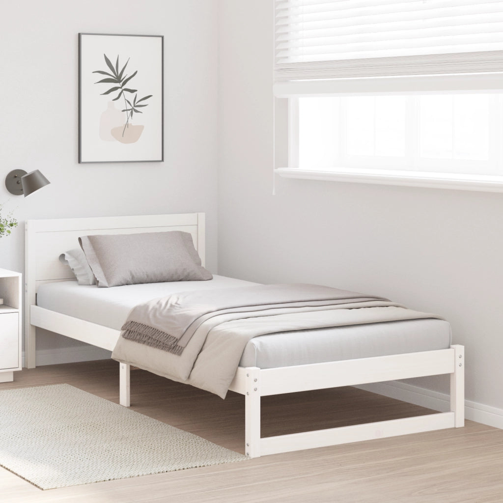 Struttura Letto Bianco Legno di Pino Singolo Durevole