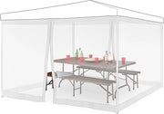 Set di pareti laterali per tenda da 3x3 m - Set di 2 pannelli di rete laterale con chiusura a clip - Rete da mosca XL bianca