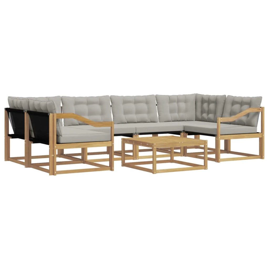 Set di divani da esterno 7 pz Bianco e Grigio Chiaro 3388477