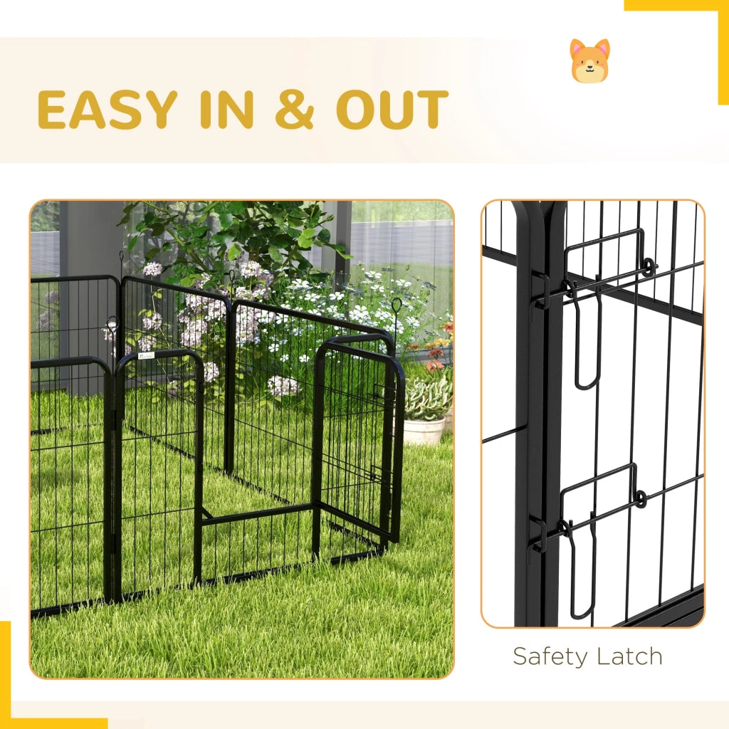 Recinto per Cani a 8 Pezzi Modulabili per Interno ed Esterno 80x60 cm in Acciaio  Nero