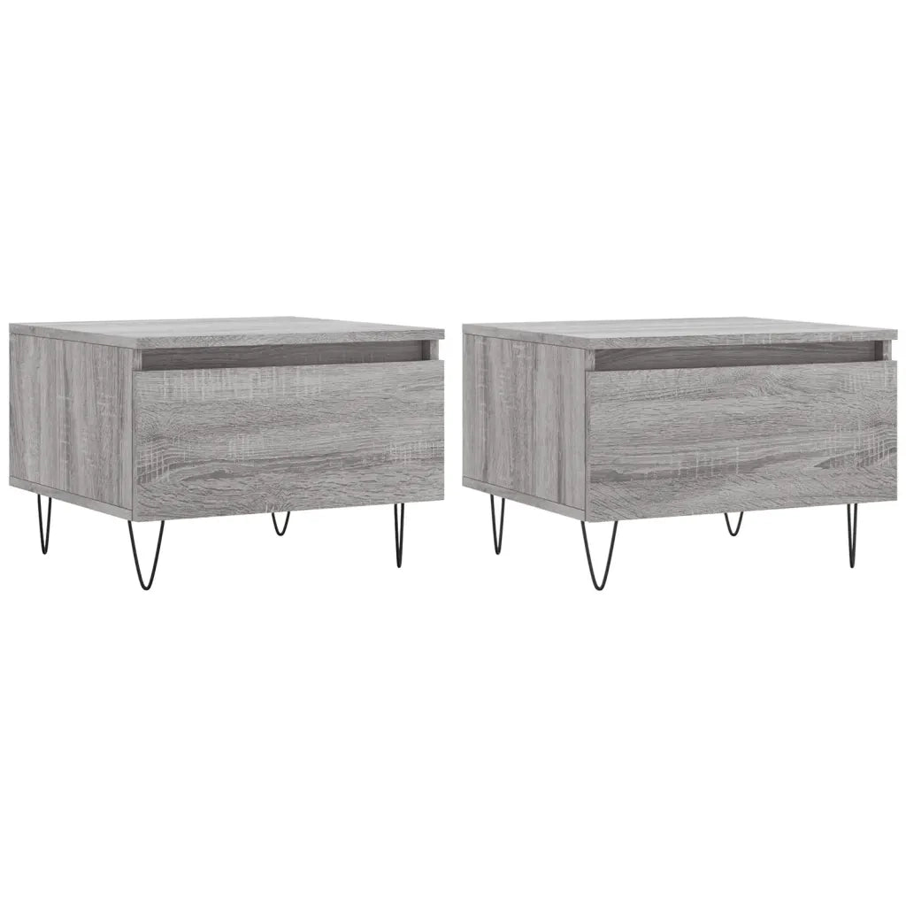 2 pz Tavolini salotto | Tavolino da caff¨¨ | Tavolino da Soggiorno Grigio Sonoma 50x46x35cm Legno Multistrato