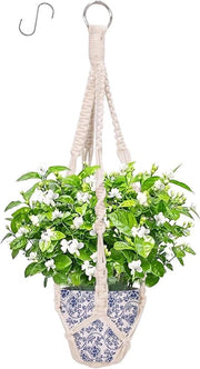 Cesti per Piante da Appendere con Cavo di Cotone e Gancio S per Giardino Interno Esterno Balcone Decorazione Casa Boho senza Trecce - Macramè
