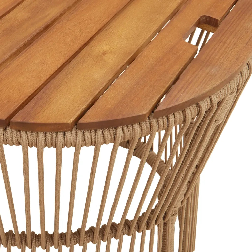 Tavolini da Giardino 2pz con Piano in Legno Beige in Polyrattan 366293