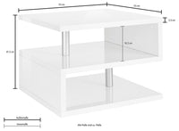 Tavolino a S con Ripiani a Giorno 55x41,5x55 cm Zeta Report Grigio