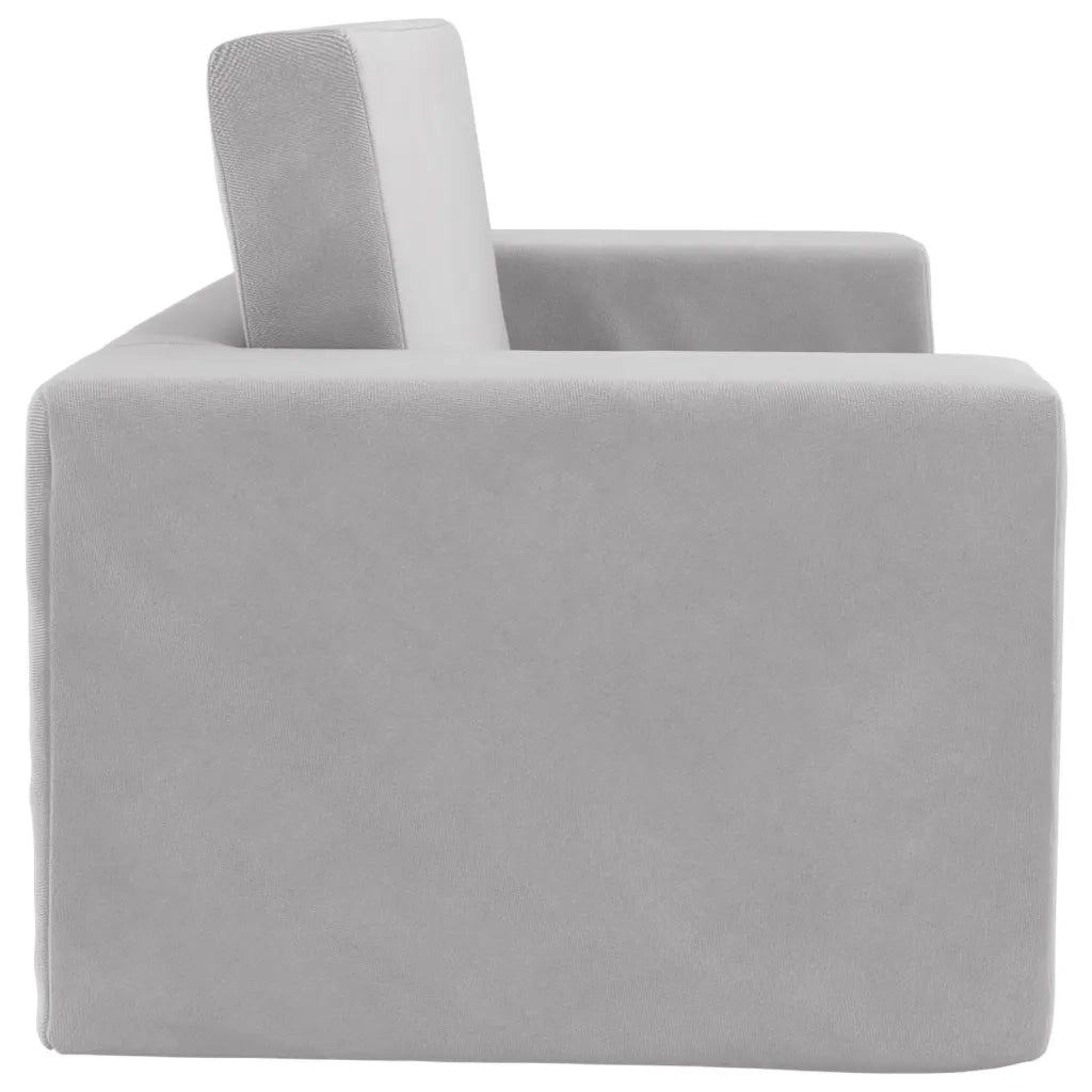 Divano Letto Bambini a 2 Posti-Sofa Letto-Daybed Grigio Chiaro in Morbido Peluche 207515