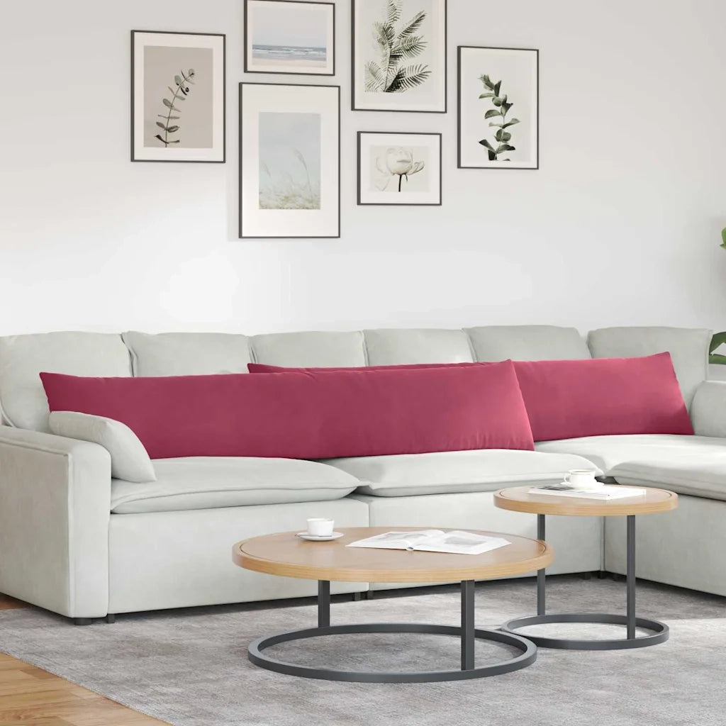 Cuscini da Divano 2 pcs Rosso Vino 200 x 40 cm Tessuto in Cords