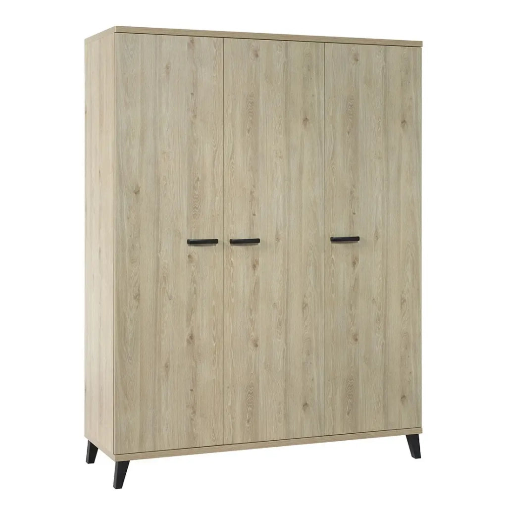 Armadio bambino 3 porte DANAÉ – Rovere chiaro – Ampio spazio di conservazione dal design naturale