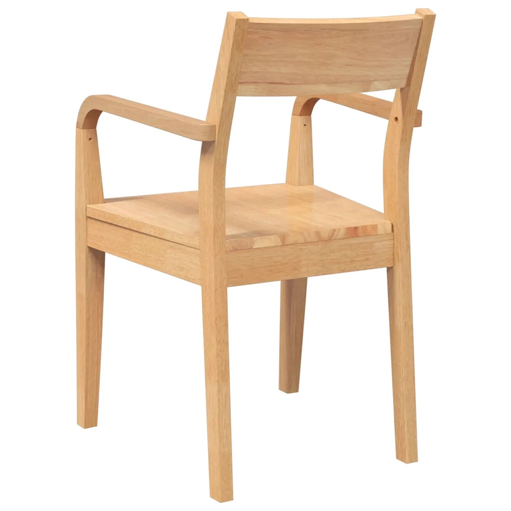 Sedie da Pranzo 2 pz Naturale in Legno Massello di Hevea
