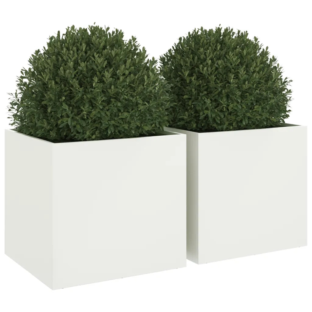 Fioriere 2 pz Bianche 49x47x46 cm in Acciaio 841562