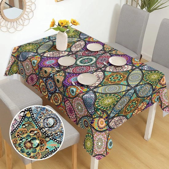 Tappeto da tavolo impermeabile, Mandala Tappeto da tavolo per esterno resistente al tempo Tappeto da tavolo impermeabile in poliestere per tavolo da giardino dimensioni 140x180 cm