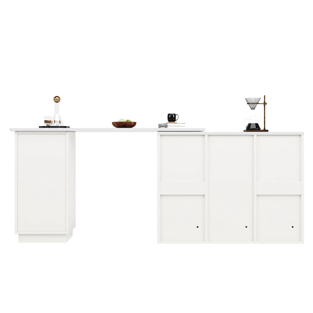 Tavolo Bar Girevole 360¡ã con Piano in Marmo e Vano Aperto ¨C Xylo ¨C Bianco, 210x30x100.9 cm
