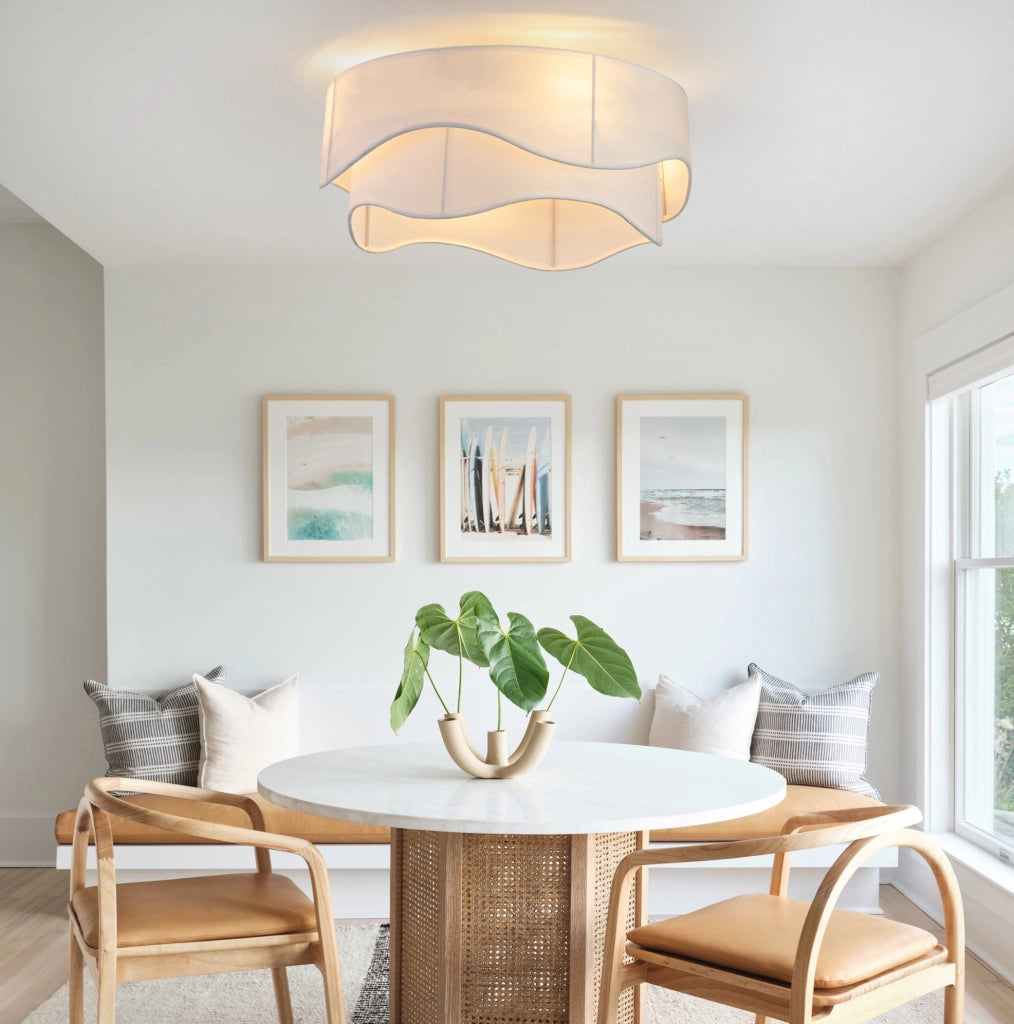 Ventilatore da soffitto con luce 50x50x24 cm in ABS e tessuto bianco –