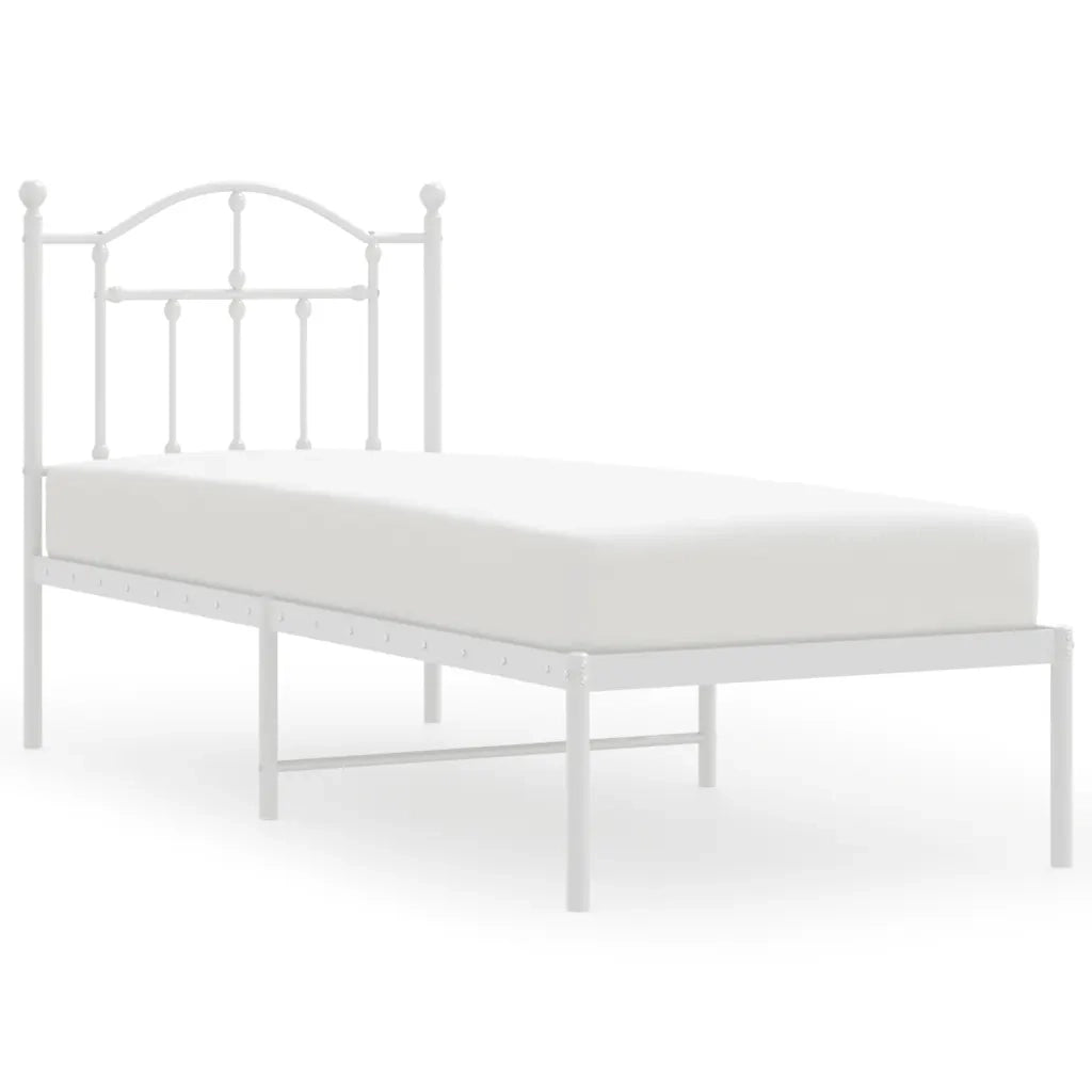 Letto singolo | Letto per adulti | Giroletto senza Materaso con Testiera Metallo Bianco 75x190 cm