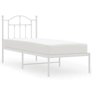 Letto singolo | Letto per adulti | Giroletto senza Materaso con Testiera Metallo Bianco 75x190 cm