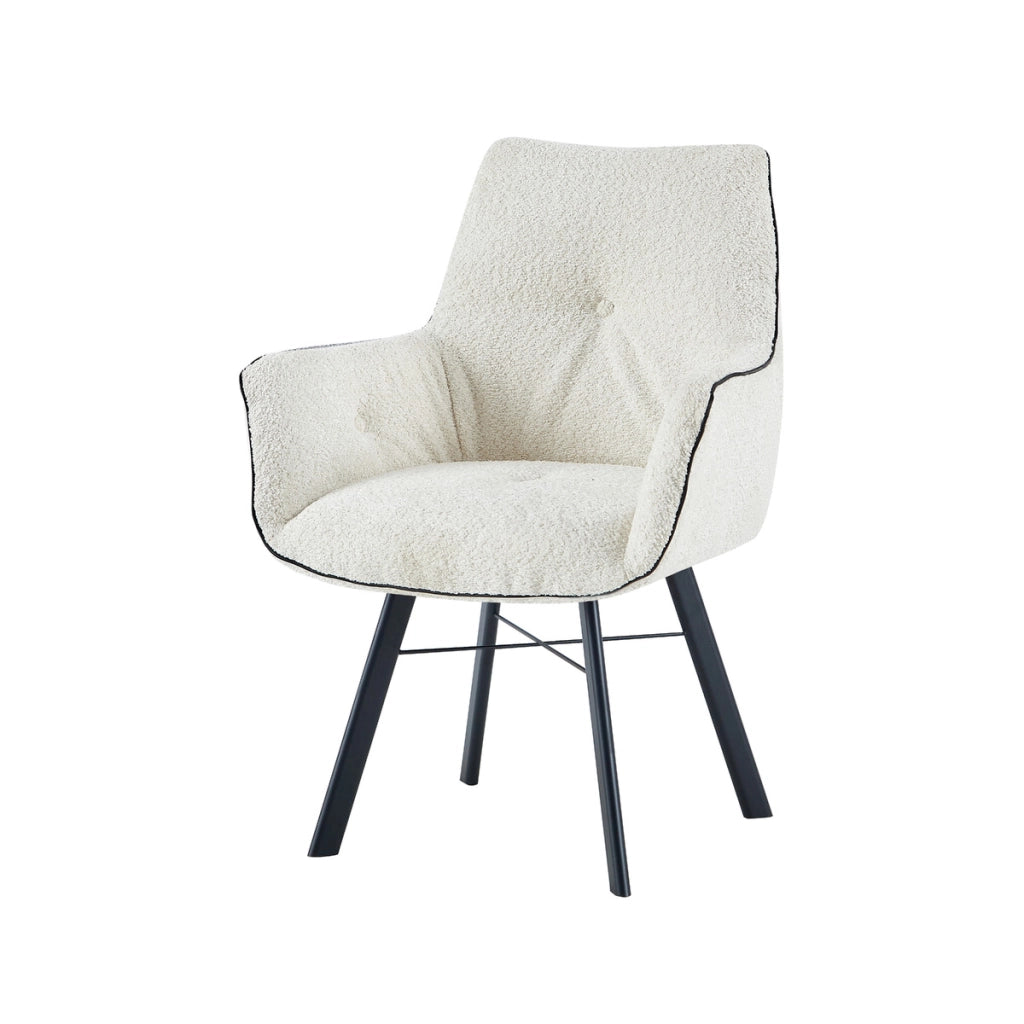 Poltrona da pranzo Allie 100 in tessuto boucle' panna