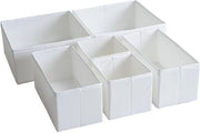 Organizzatore di carico, tessuto duraturo, lavabile, con piastre di supporto, piccole scatole di archiviazione per bagno, armadio, comò, set da 6, bianco