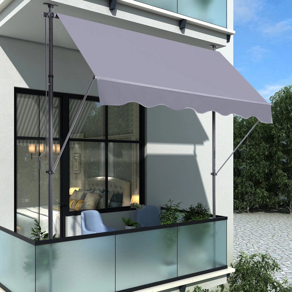 Tenda da balcone a bracci 200x150 cm regolabile in altezza e inclinazione; grigio scuro